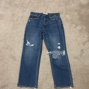 Classic Distressed Abercrombie Women's ankle Jeans - Dark Blue